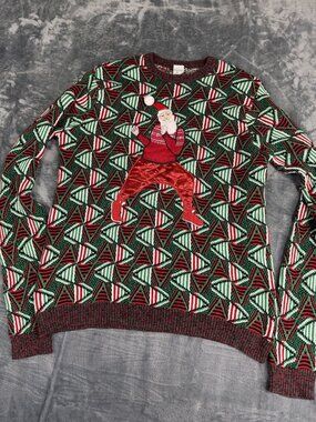 Dancing Santa Christmas Sweater Holiday Classics XXL Red Green Pattern